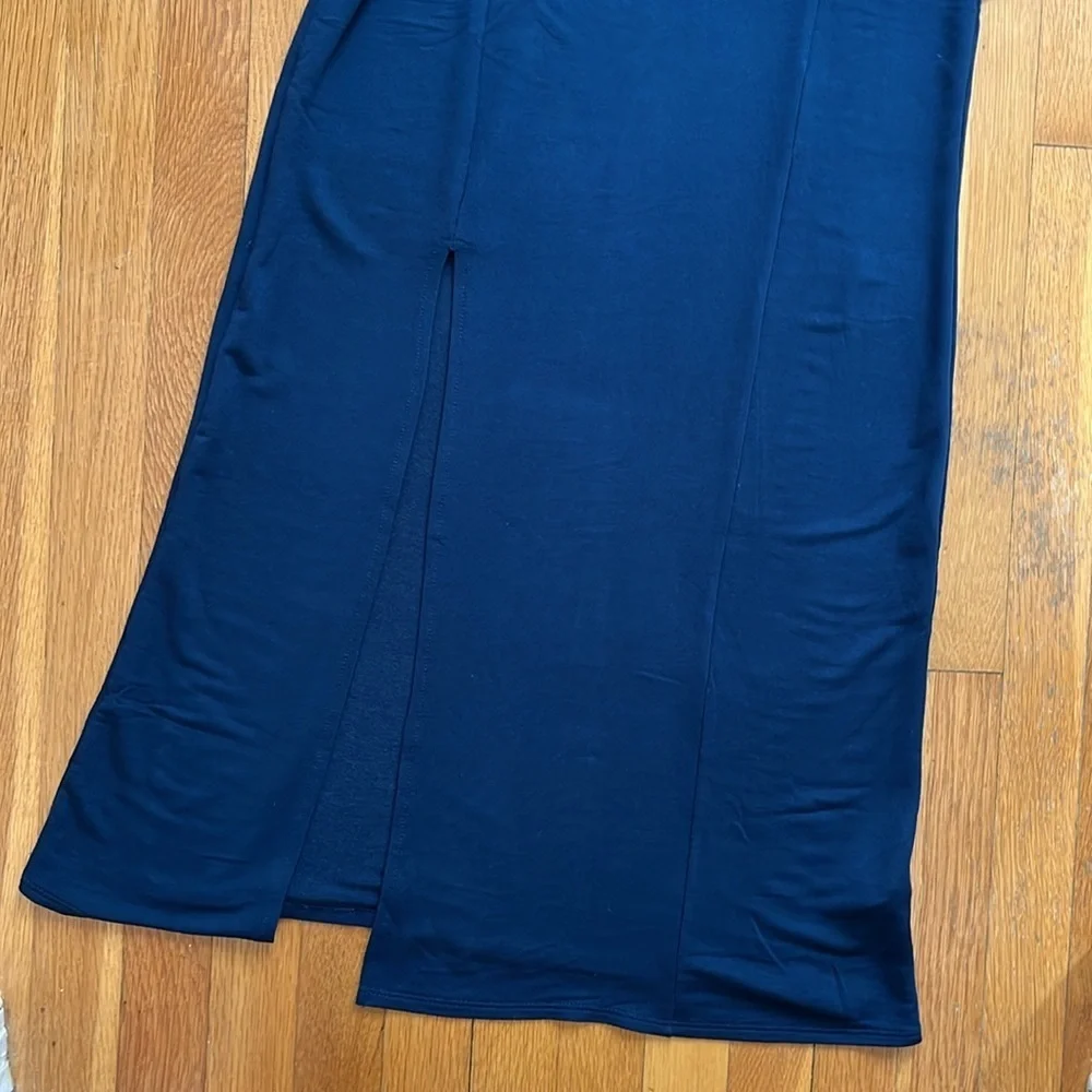 PinkBlush Solid Navy Blue Maternity Maxi Dress Size Small Long Sleeve